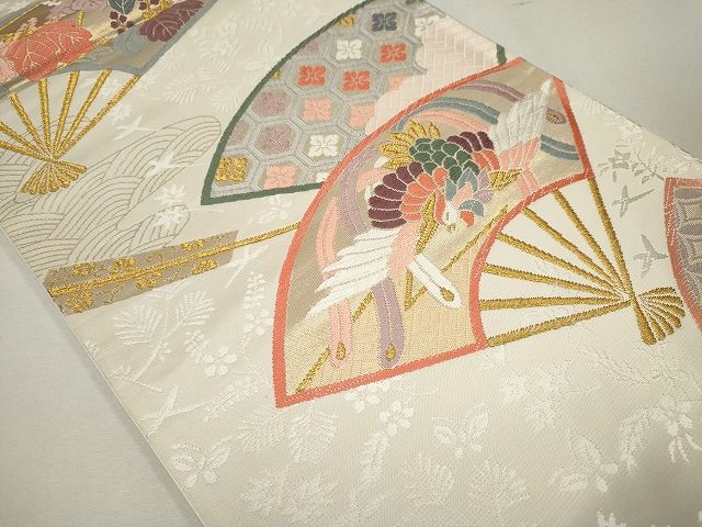 平和屋着物◎六通柄袋帯 扇面鳳凰吉祥花文 金糸 逸品 CAAG6657ou - メルカリ