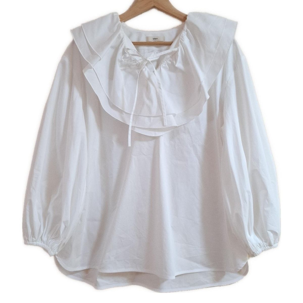 yori ヨリ 長袖カットソー サイズ38 M レディース - YR21-23102AW 白 ダブルフリル