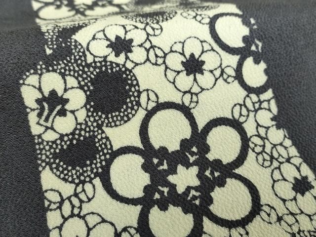 平和屋着物●九寸名古屋帯　作家物　伊勢型染　舞梅　鬼しぼ縮緬　正絹　逸品　未使用　DAAX4770ps 平和屋着物○九寸名古屋帯 作家物 伊勢型染 舞梅 鬼