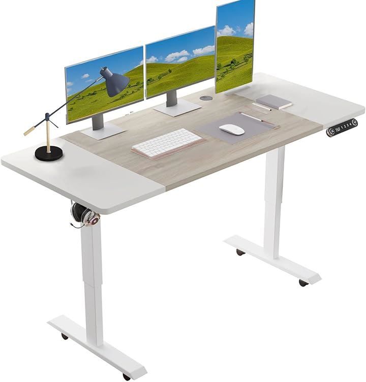 Radlove パソコンデスク 電動昇降式 電動式 ゲーミングデスク 机 電動昇降式スタンディングデスク PCデスク 高さ調節 メモリー機能付き 幅140CMx奥行60CM ホワイト 140x60CM