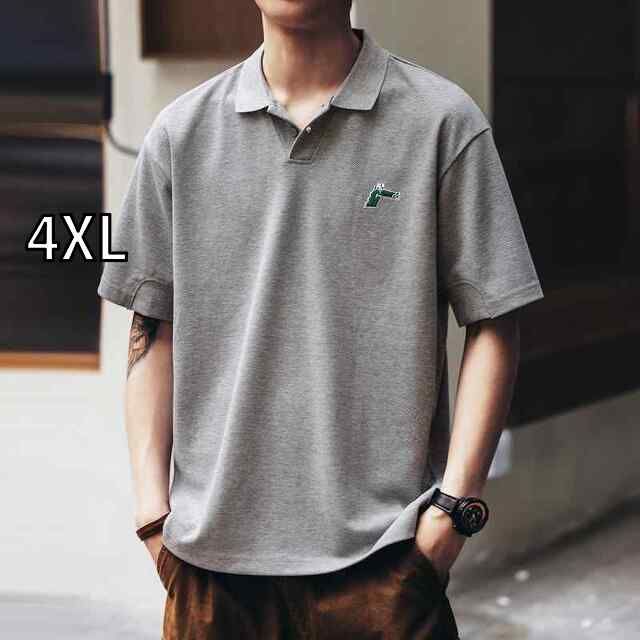 4XL メンズ ファッション 服 男性用 オシャレ シンプル 大人 かっこいい 大きいサイズ ストリート 紳士服 アメリカン ヘビーウェイト シンプル 刺繍 半袖 ポロシャツ 夏 レトロ カジュアル 半袖