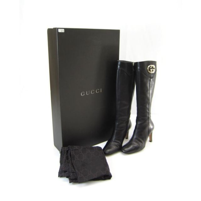 GUCCIロングブーツ 新品・未使用》グッチ GUCCI ブーツ ロングブーツ ブラック 黒