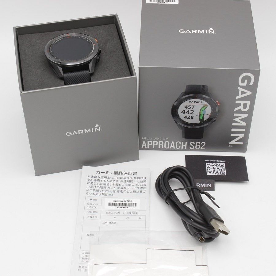 ガーミン S62 アプローチ　garmin ゴルフ　美品 GARMIN（ガーミン） 距離計 アプローチ S62 ブラック (0100220020