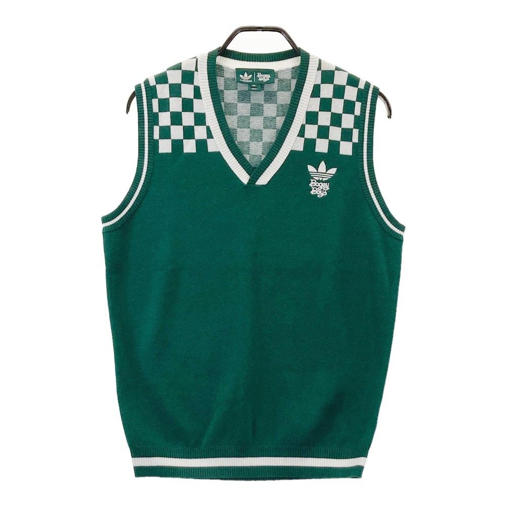 サイズ：J/M ADIDAS GOLF アディダスゴルフ ×BOGEY BOYS/2023年モデル ニットベスト チェック柄 グリーン系 [240101334836] ゴルフウェア メンズ ストスト