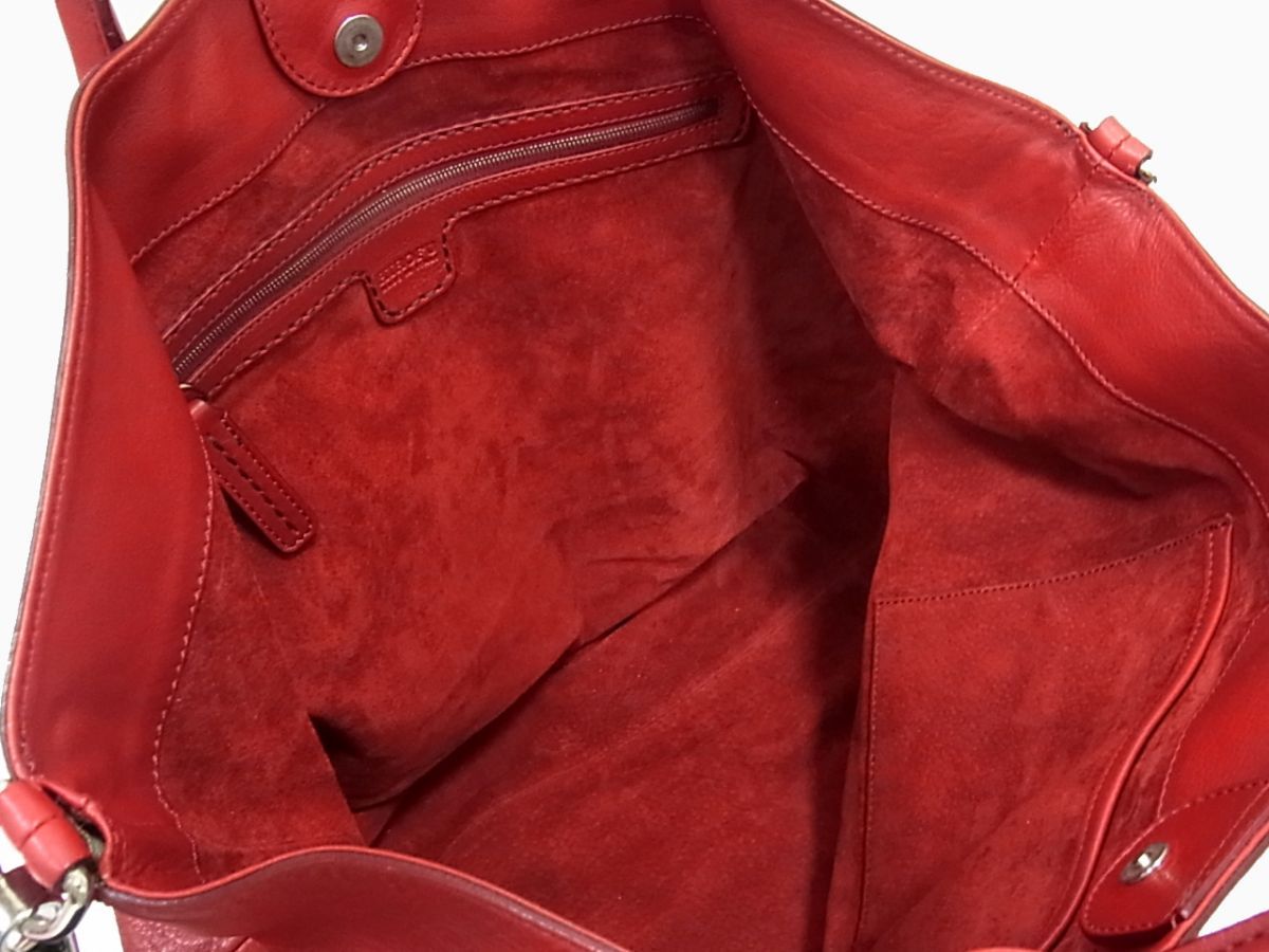 定価10万円◇HIROFU デュオ 2way レザーショルダーバッグ レッド 本革 