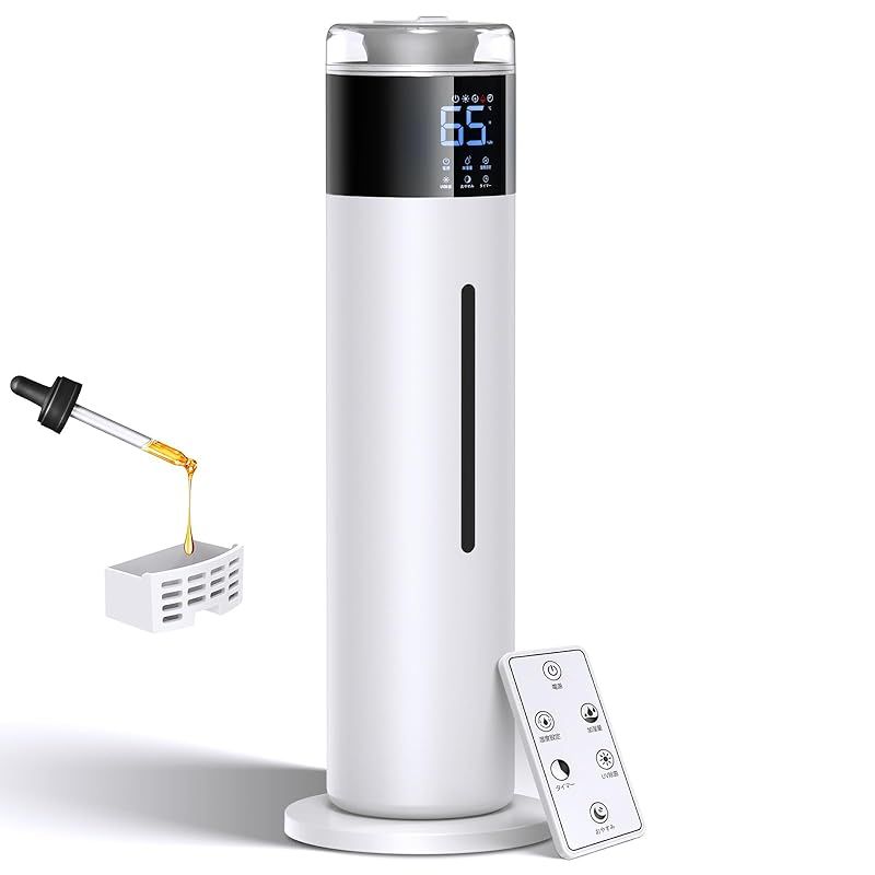 商品 HZCYS 2025強化版 大容量8 L 恒湿機能 加湿器 タワー型 上から給水 0 超音波式 300 ml h 35畳 湿度センサー付き 3段階加湿調整 連続運転48時間 静音 空焚き防止機能 睡眠モード アロマ対応 大型加湿器 水漏
