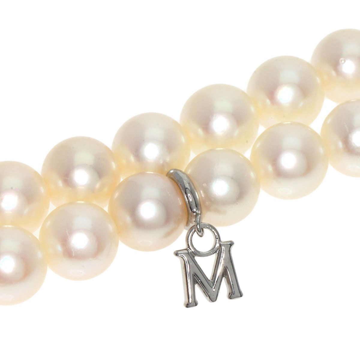 MIKIMOTO ミキモト アコヤパール 真珠 Mチャーム ネックレス SV