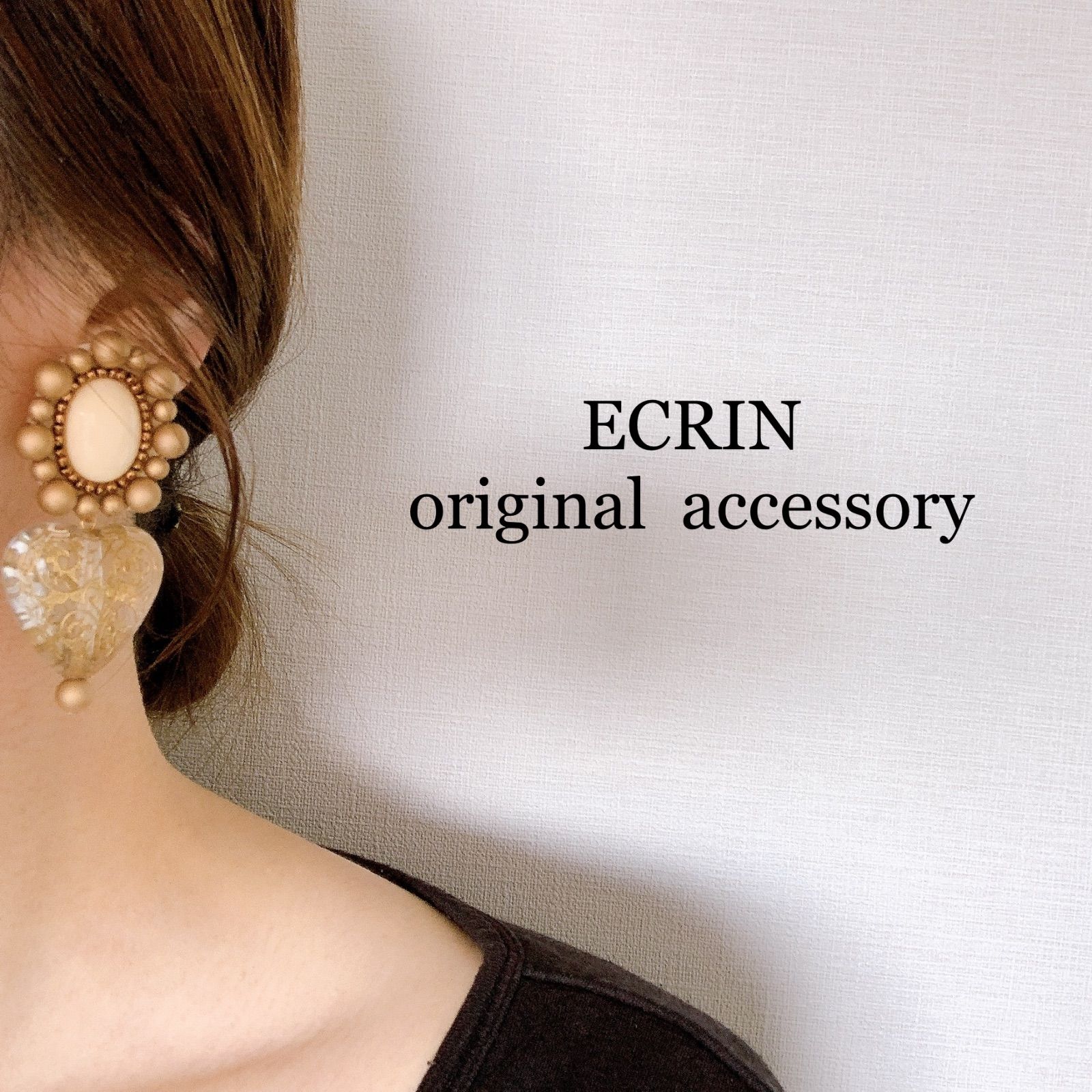 1387】ビーズ刺繍 パール ハート ハンドメイド アクセサリー ピアス 