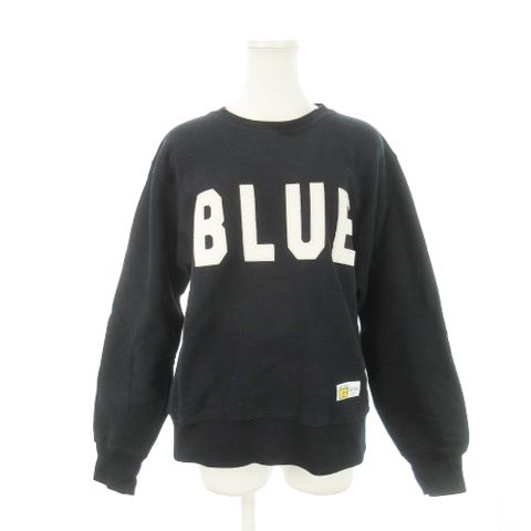 ブルーブルー BLUE BLUE ラッセルアスレティック RUSSELL ATHLETIC ブルーパッチ ロゴ スウェット トレーナー クルーネック 長袖 裏起毛 M 黒 ブラック |AH16 GY18