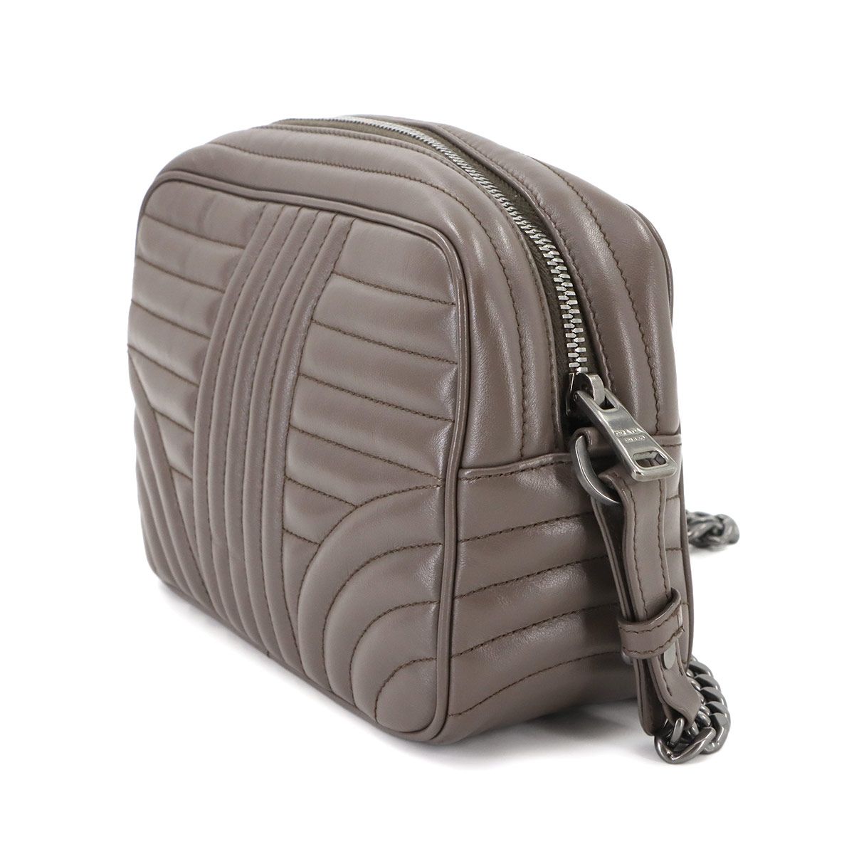 美品 プラダ PRADA ダイアグラム チェーン ショルダー バッグ レザー 