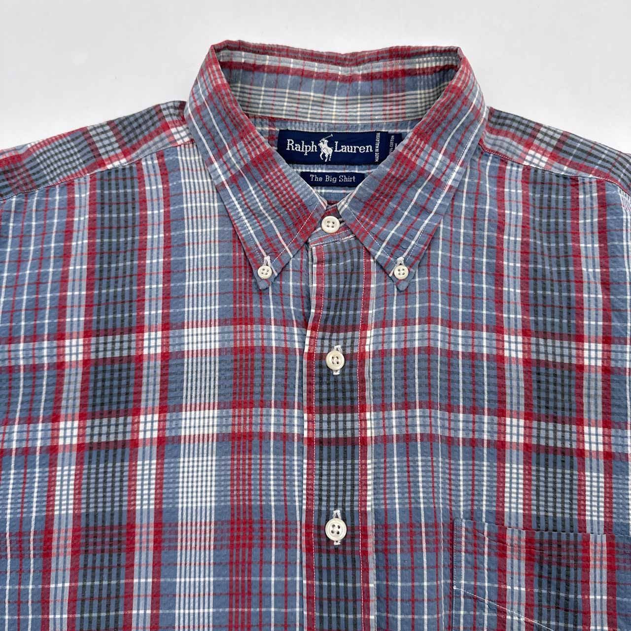 90s 00s Ralph Lauren <The Big Shirt> シアサッカー ボタン