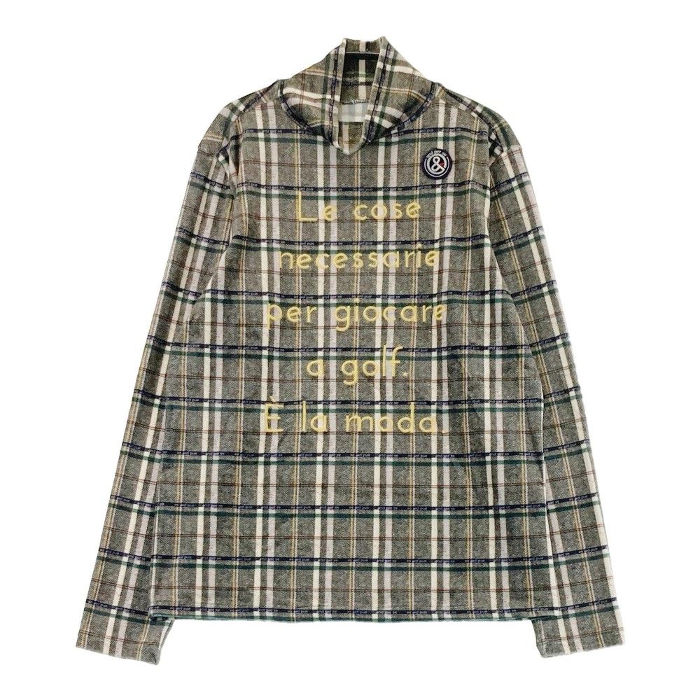 サイズ：L AND PER SE アンパスィ  ハイネック 長袖Tシャツ 起毛 ロゴ×チェック柄 グリーン系 [240101347463]# ゴルフウェア レディース ストスト