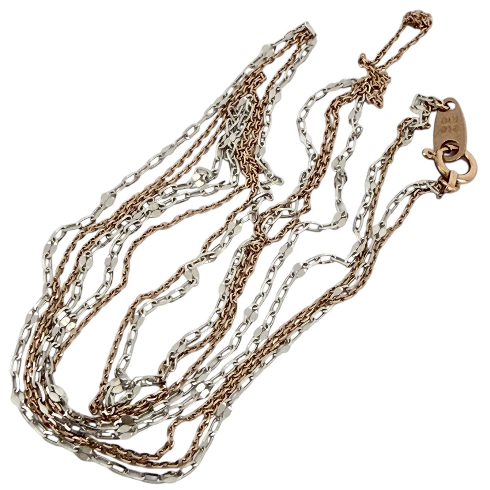 エテ ミストピンク K10 レイヤード ネックレス バイカラー ゴールド