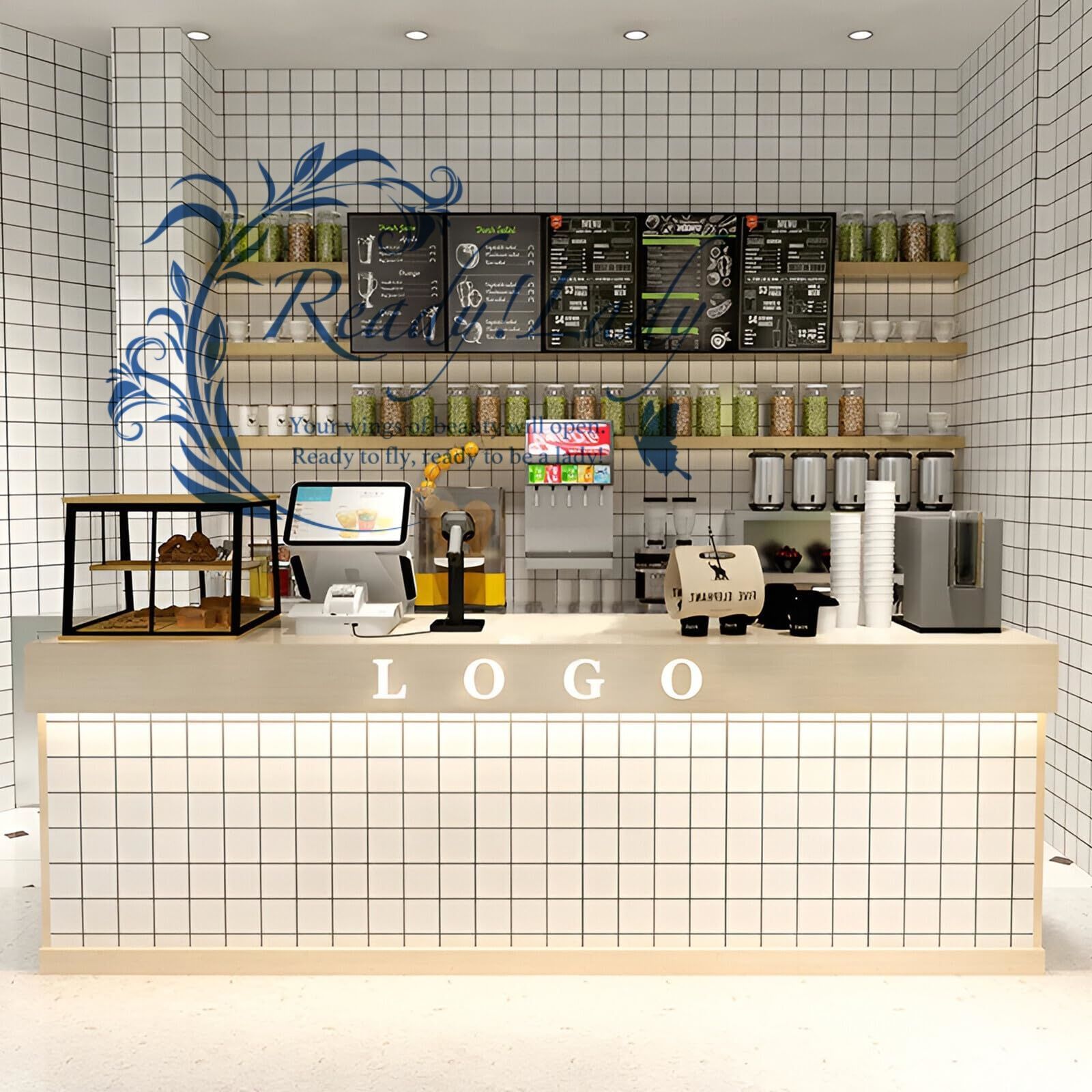 受付カウンター おしゃれ 大量収納 レジカウンター カウンターテーブル オフィス受付台 モダン シンプル 140 50 100cm ナチュラル MARWIL-DEMENAGEMENTS_CH