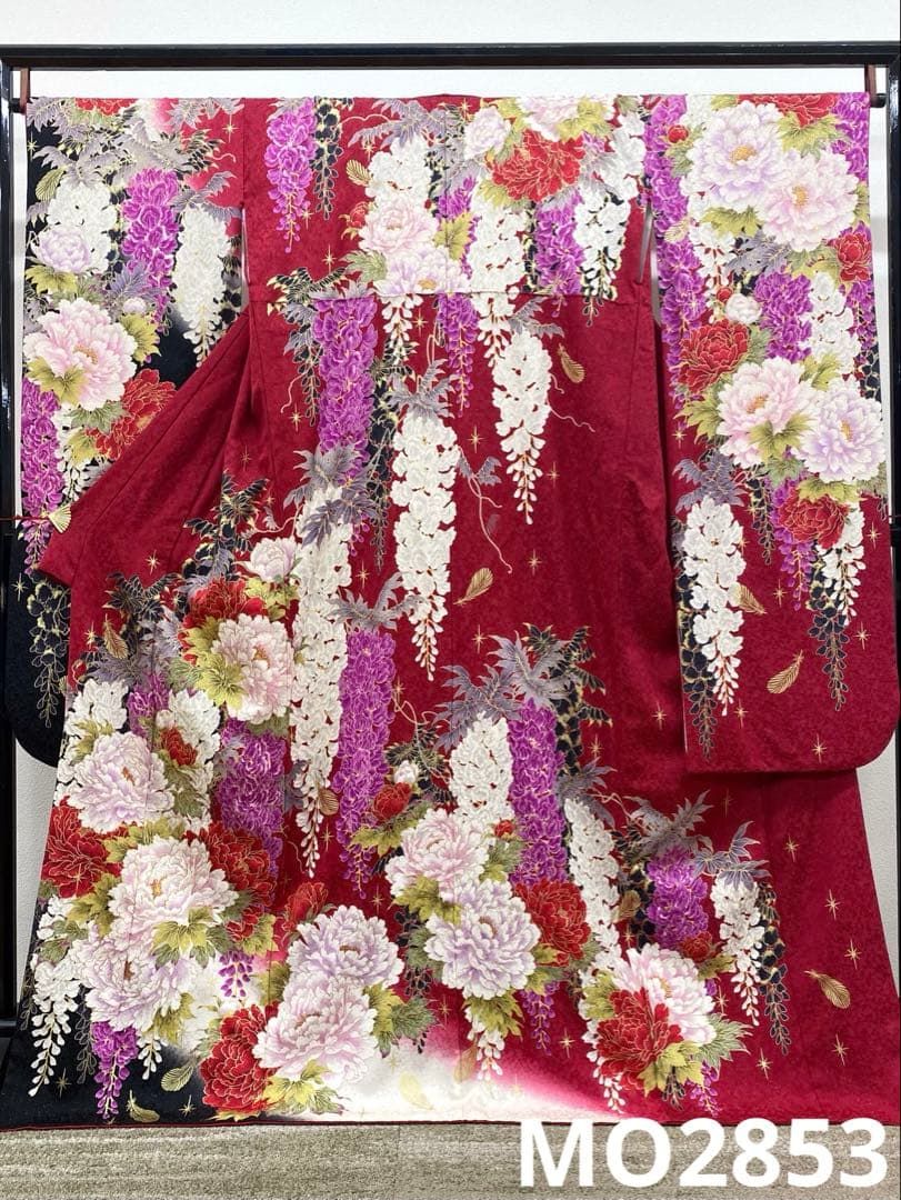 振袖 豪華 銀通し 刺繍 金彩 紋意匠 大輪 身丈167cm パールトーン加工済