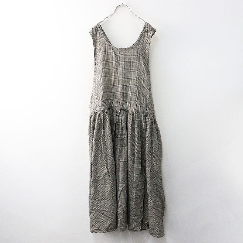 a+koloni エプロンワンピース 美品 アラクリティー コロニー a+koloni コットンリネンチェック