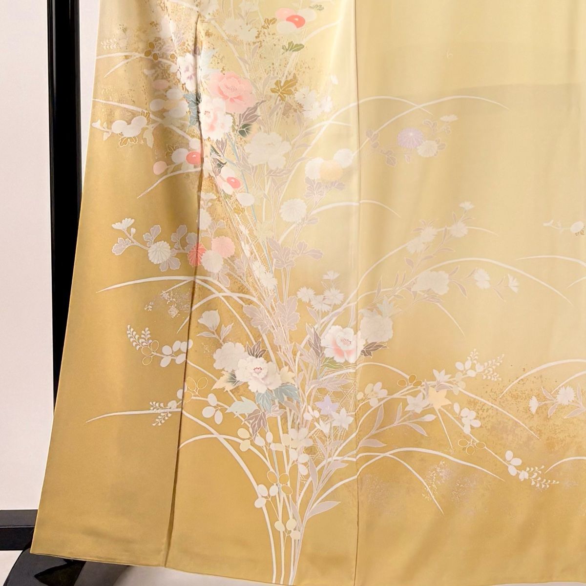 訪問着 身丈164cm 裄丈65.5cm M 袷 袋帯セット 草花 籠目 金銀彩