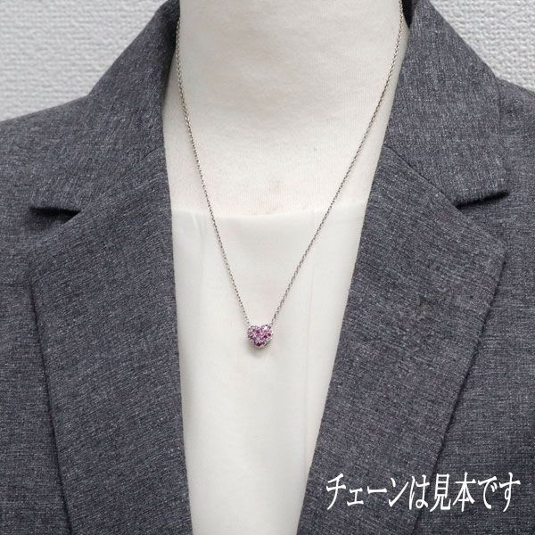 （笠原真寿美）K 18  WG  Ruby リボンデザインペンダントトップ 笠原真寿美 K18WG ルビー ピンクサファイア ダイヤモンド