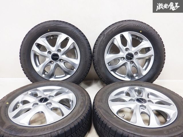 送料安 スタッドレス4本 155/65R13 4穴PCD100 +43 70%～80%山 DUNLOP WINTER MAXX ライフ ワゴンR オッティ パレット モコ アルト 新潟発