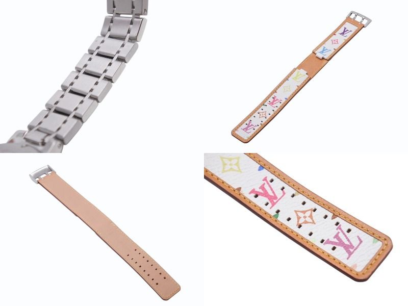 極美品 世界500本限定 LOUIS VUITTON ルイヴィトン 村上隆 腕時計 タンブールラブ Q12130 レザー ステンレススチール シルバー マルチカラー 中古 4b003936 極美品 世界500本限定 LOUIS VUITTON ルイヴィトン 村上隆 腕時計