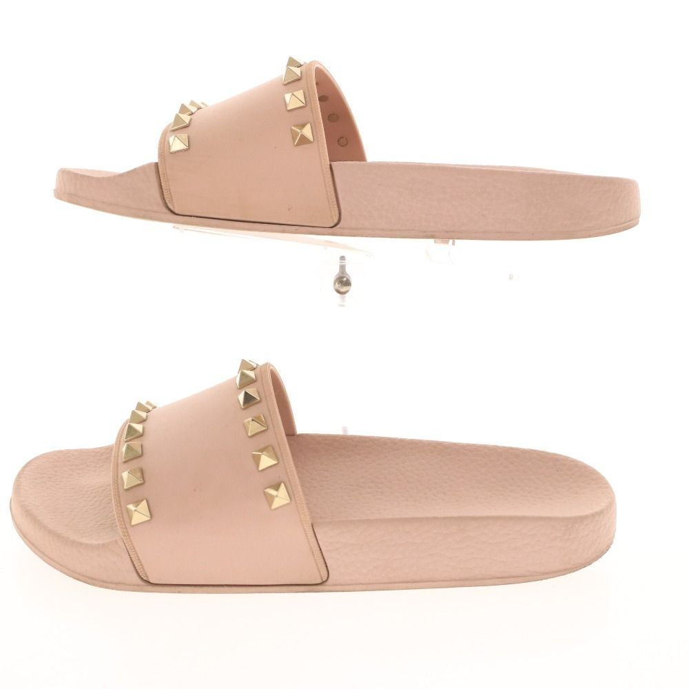 ヴァレンティノ ガラバーニ サンダル 靴 ロックスタッズ スライド シャワー サンダル レディース 24cm相当 ピンク