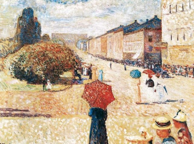 種類1：f4 額絵 ムンク オスロ カール・ヨハン通りの春の日 f8