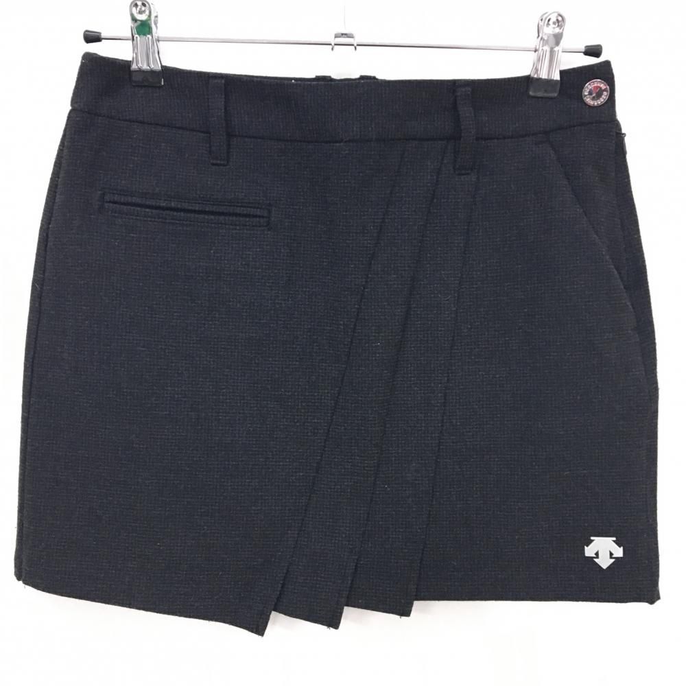 超 デサントゴルフ スカート ダークグレー×白 地模様 表微起毛 裾立体ロゴ レディース 64 M ゴルフウェア DESCENTE