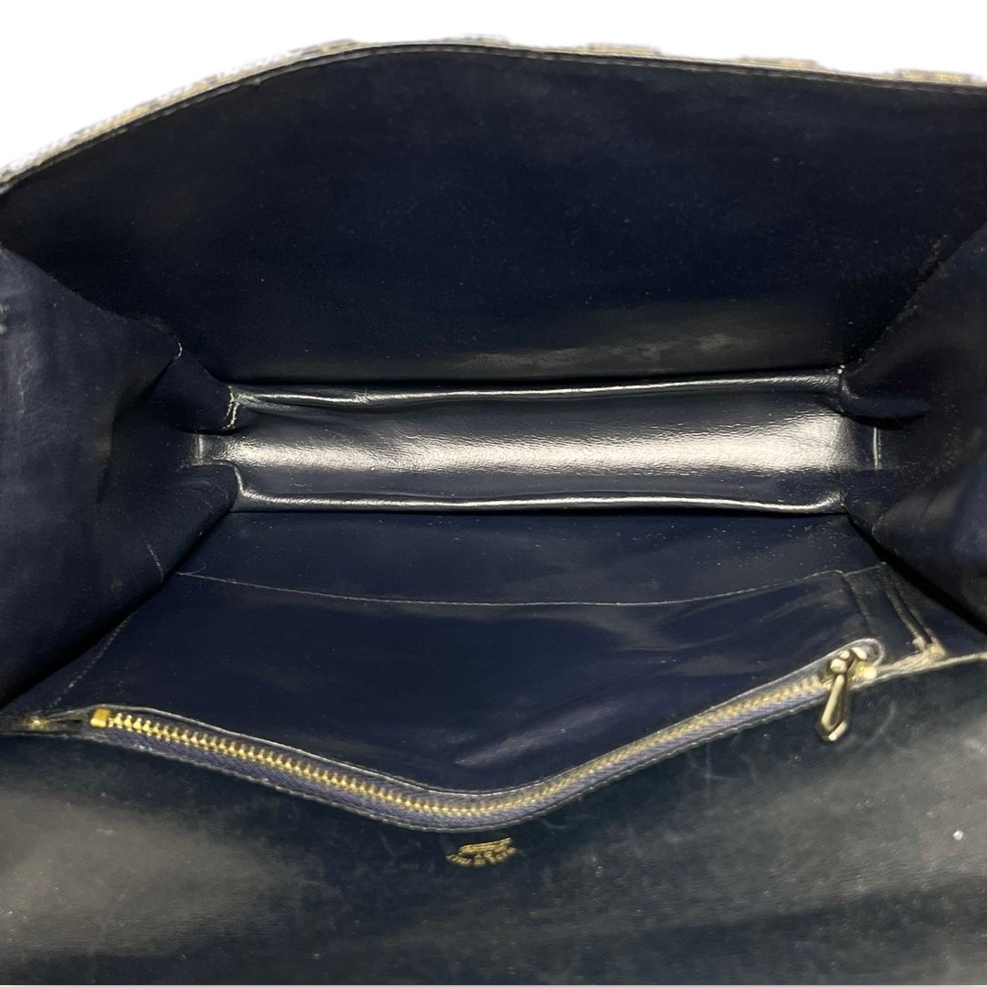 美品　GUCCI オールドGG ショルダーバッグ ネイビー×ベージュホースビット GUCCI グッチ ホースビット シェリーライン GG ショルダーバッグ