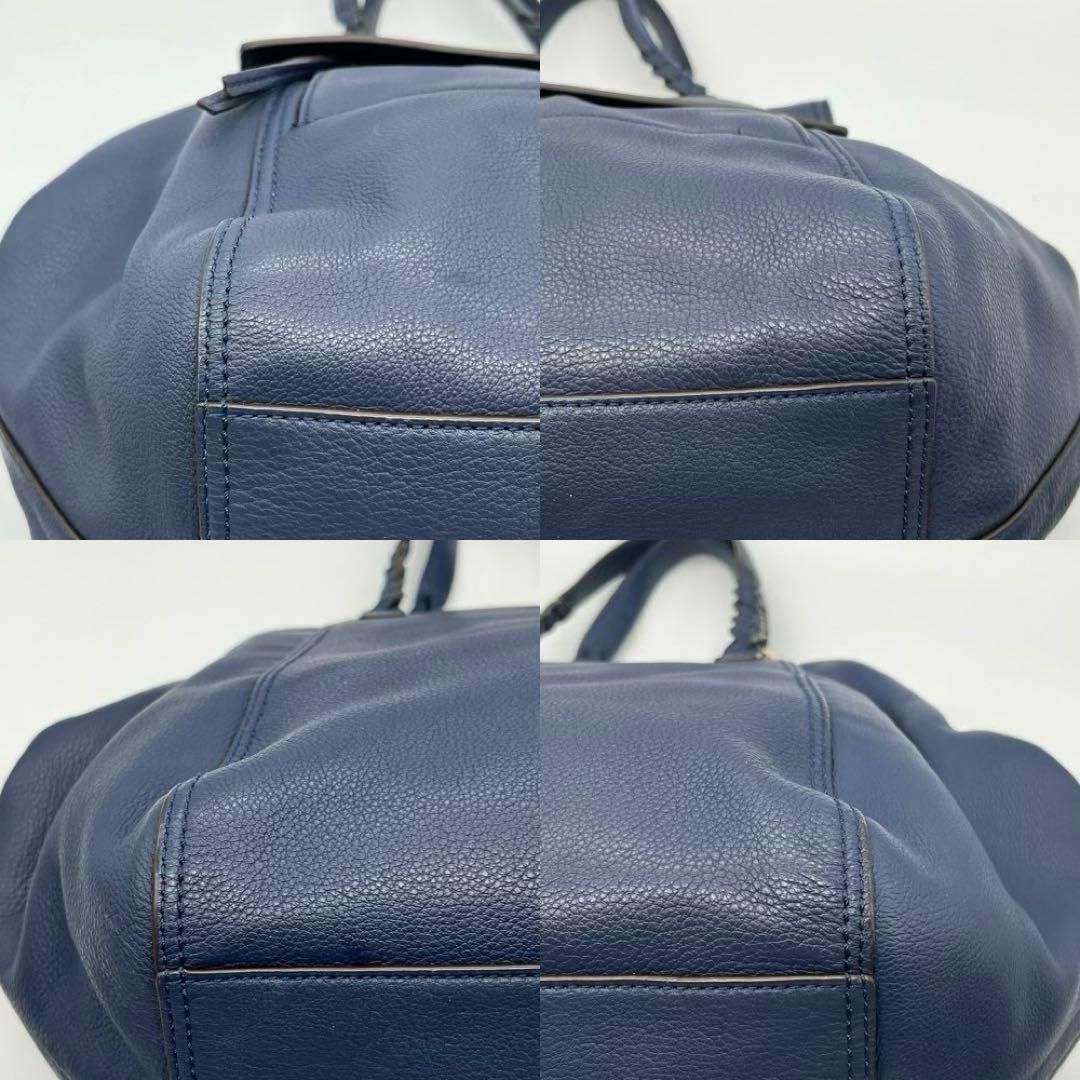 美品】Tory Burch ハーフムーン ハンドバッグ 2way ネイビー 美品】Tory Burch ハーフムーン ハンドバッグ 2way ネイビー