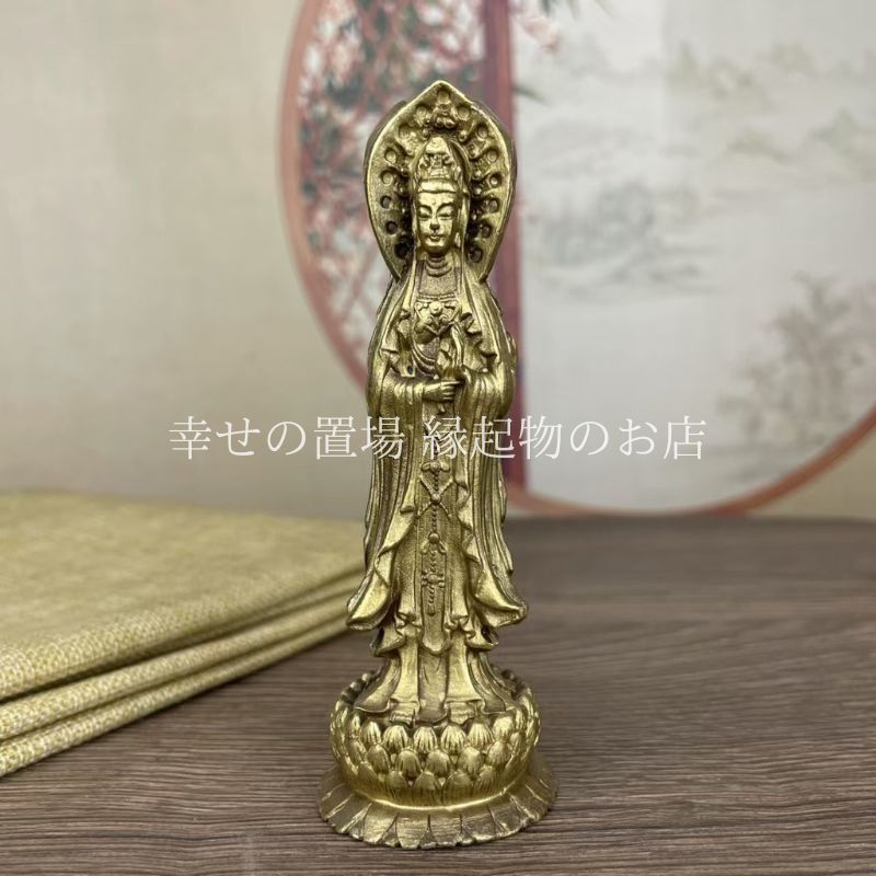 観音菩薩像 三面観音 仏像 置物 風水 蓮華台 阿弥陀仏 西方三聖