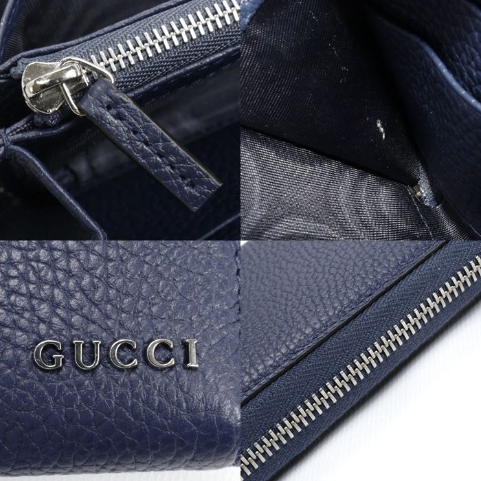 GUCCI グッチ ラウンドジップウォレット 長財布 ネイビー 771154