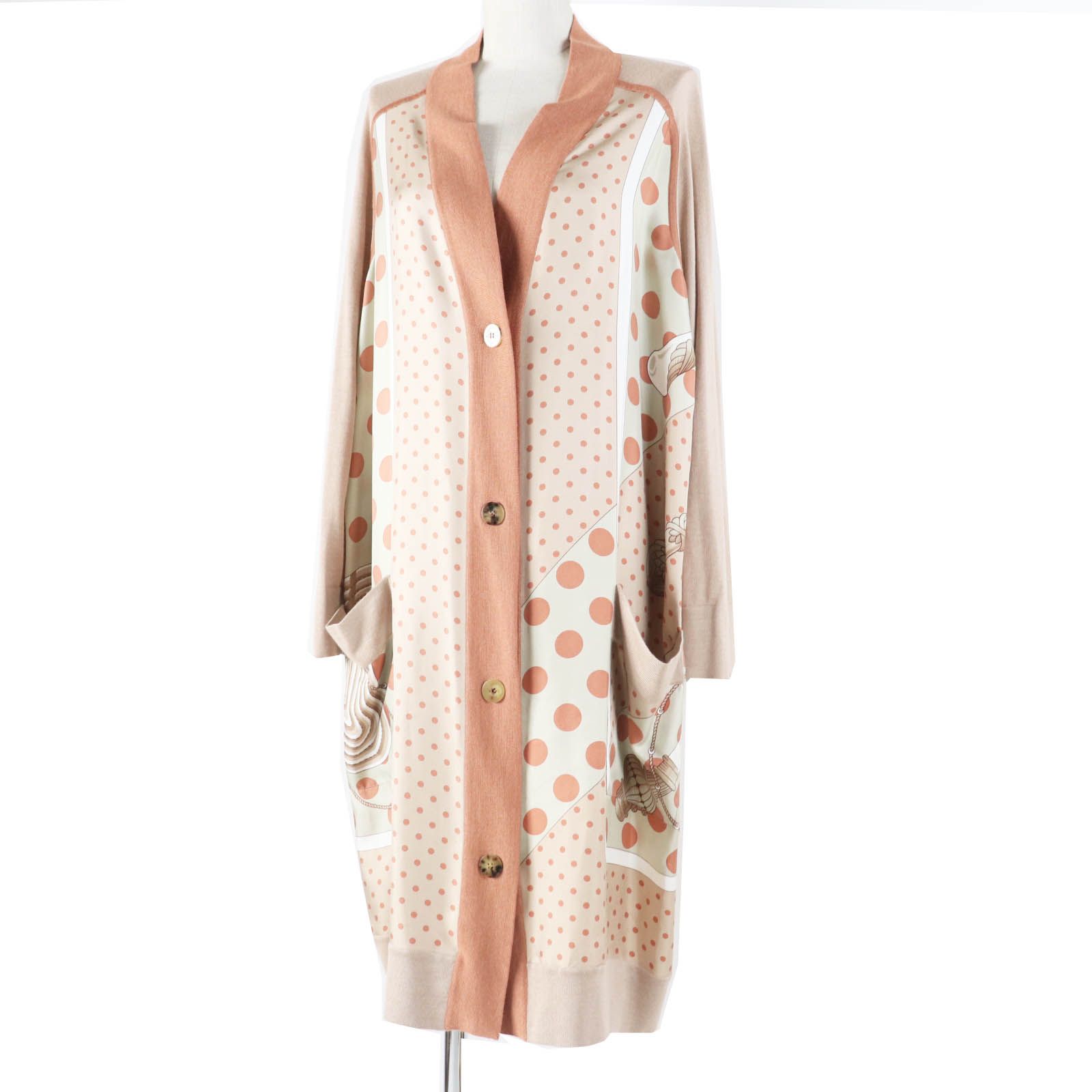 未使用品◎HERMES エルメス 21AW Clic Clac a Pois クリッククラック シルク カシミヤ セリエボタン ツイルレーヌ カーディガン マルチ 38 未使用品◎HERMES エルメス 21AW Clic Clac a Pois クリック