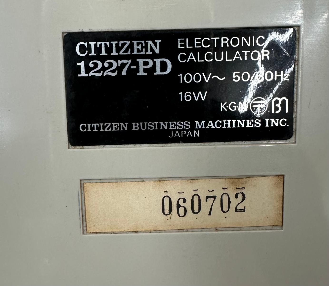 ジャンク】 CITIZEN シチズン 電子計算機 1227-PD 1978年製 昭和