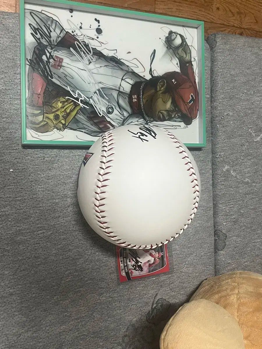 梁 玹種 ヤン ヒョンジョン 大面積 直筆 サインボール KIAタイガース キア タイガース