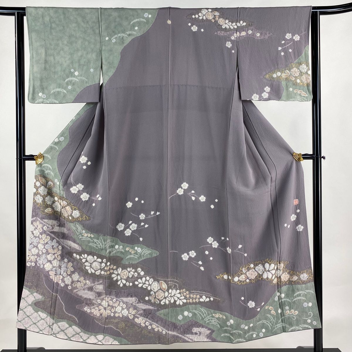 逸品 未使用品 滝泰謹製 訪問着 薄灰紫色 身丈157cm お洒落