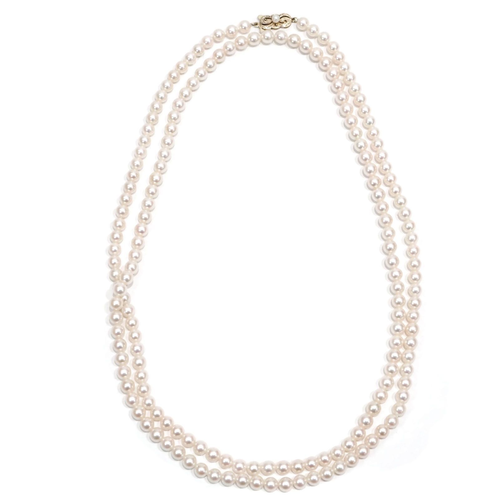 Mikimoto K14YG 7連ベビーパ−ル ネックレス MIKIMOTO ミキモト K14YG ロング パール 約6mm位～約6.5mm位