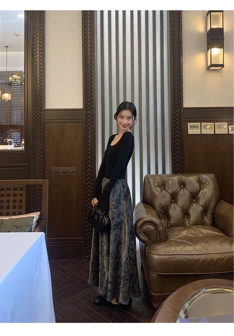 ♥ 春コーデ 花柄ニットロングワンピース エレガント高見えモテ服