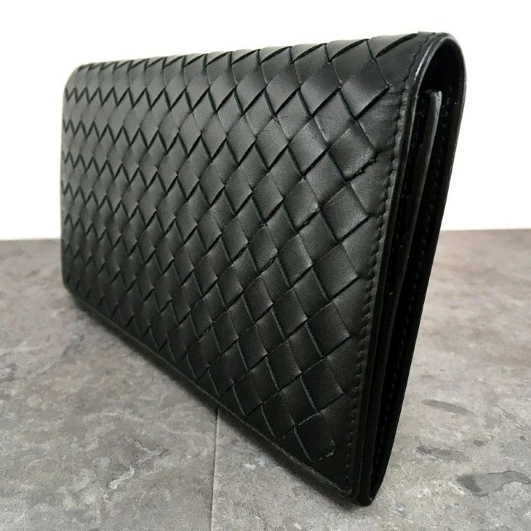 【極美品】ボッテガ　イントレチャート　ブラック　黒　長財布　財布　カーフレザー BOTTEGA VENETA ボッテガヴェネタ イントレチャート 長財布