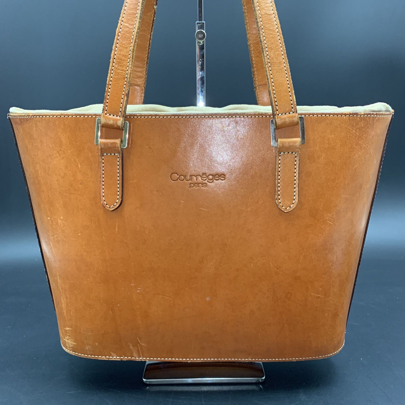 85 Courreges クレージュ レザー トートバッグ キャメル レディース 鞄