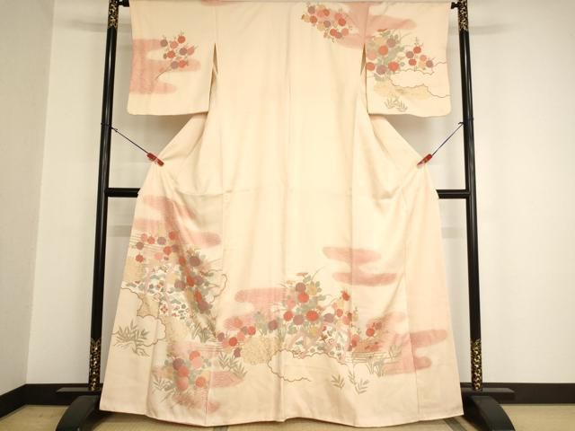 未使用・着物●訪問着「網目花文」暈し染め金彩の正絹　逸品 未使用・着物○訪問着「網目花文」暈し染め金彩の正絹 逸品