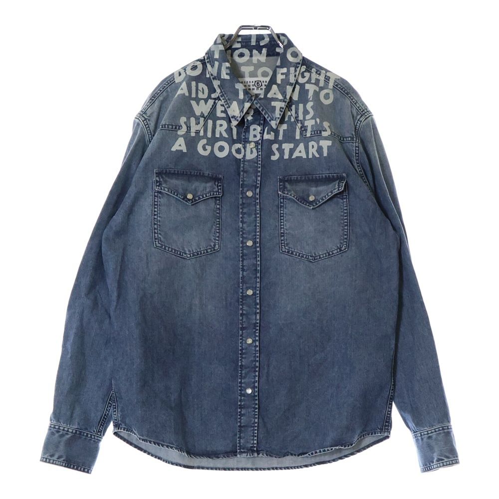 【中古】未使用品 メゾンマルジェラ MM6 25SS Long-sleeved Shirt エイズチャリティープリント デニムシャツ 長袖 46 MM6 Maison Margiela (エムエムシックスメゾンマルジェラ) 25SS DENIM