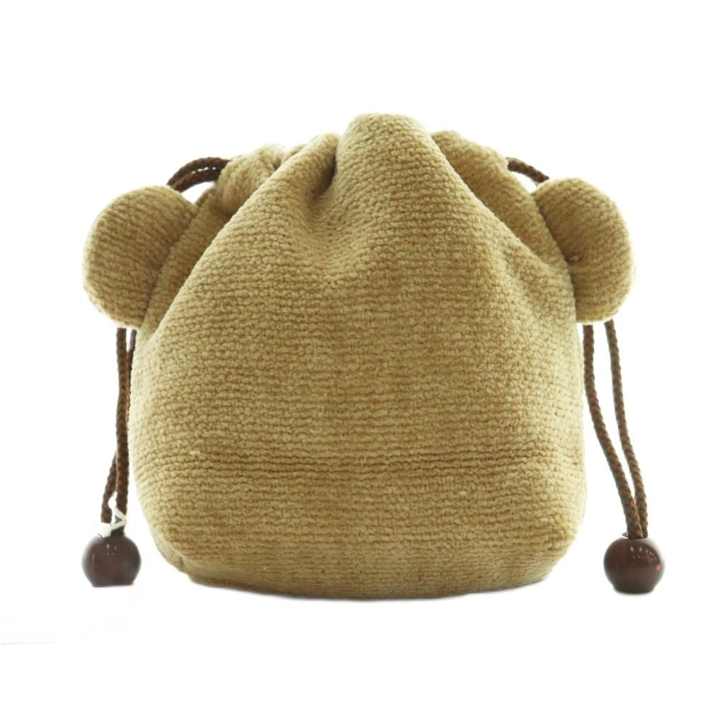 30回使用 フェイラー FEILER ラブラリーバイ LOVERARY BY 24年 ポーチ ドアップテディ 耳付き巾着 茶 ブラウン |SS OS 斬新