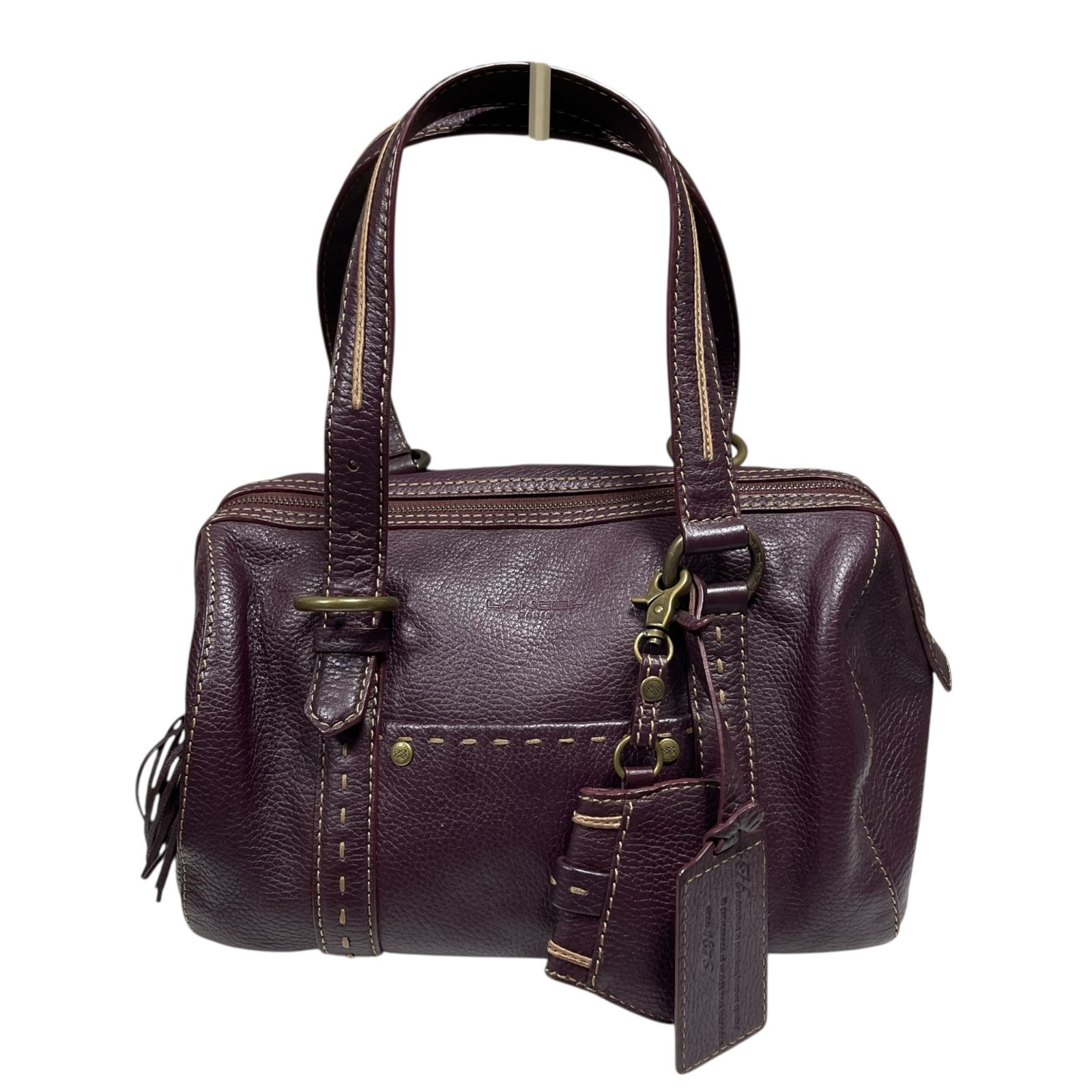◆ 品◆ ランセル LANCEL レザー ボストンバッグ バーガンディー タッセル ポーチ付 肩掛けバッグ 本体のみ レディース kyV18123N