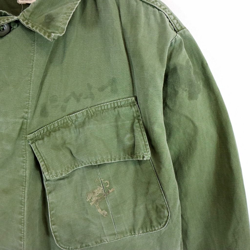 70年代 米軍実物 U.S.ARMY ジャングルファティーグジャケット 4th ミリタリー 戦闘服 オリーブ (メンズ SMALL-LONG)  O0146