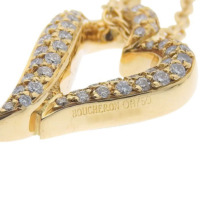 BOUCHERON ブシュロン ハートネックレス K18YG パヴェ