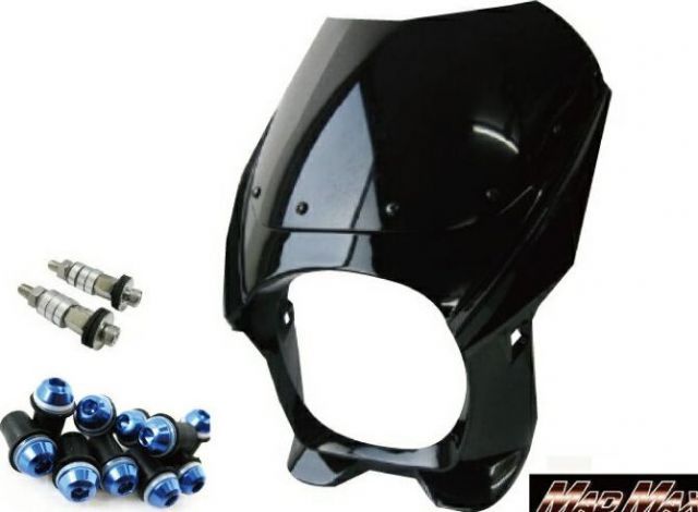 MADMAX 180φ ビキニカウル ブラック M8取付 +スクリーンボルト ブルー付属 （M8-DZY2A-B-L)  MAD MAX マッドマックス 黒色×青ボルト