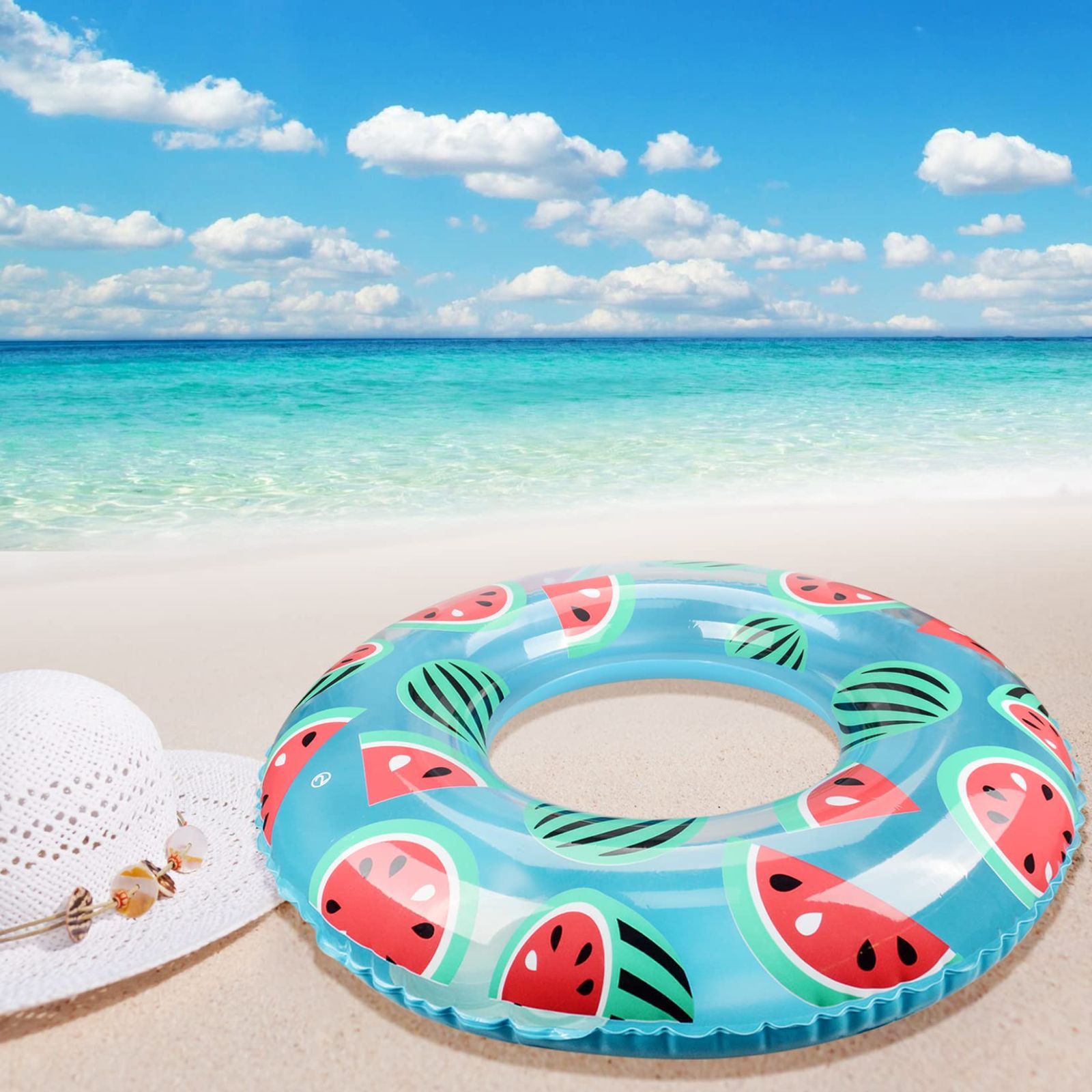 浮き輪 フロート スイカ フルーツ カラフル ビーチ 海 プール Amazon | 浮き輪 浮輪 プール 大人用 子供用 90 かわいい うきわ