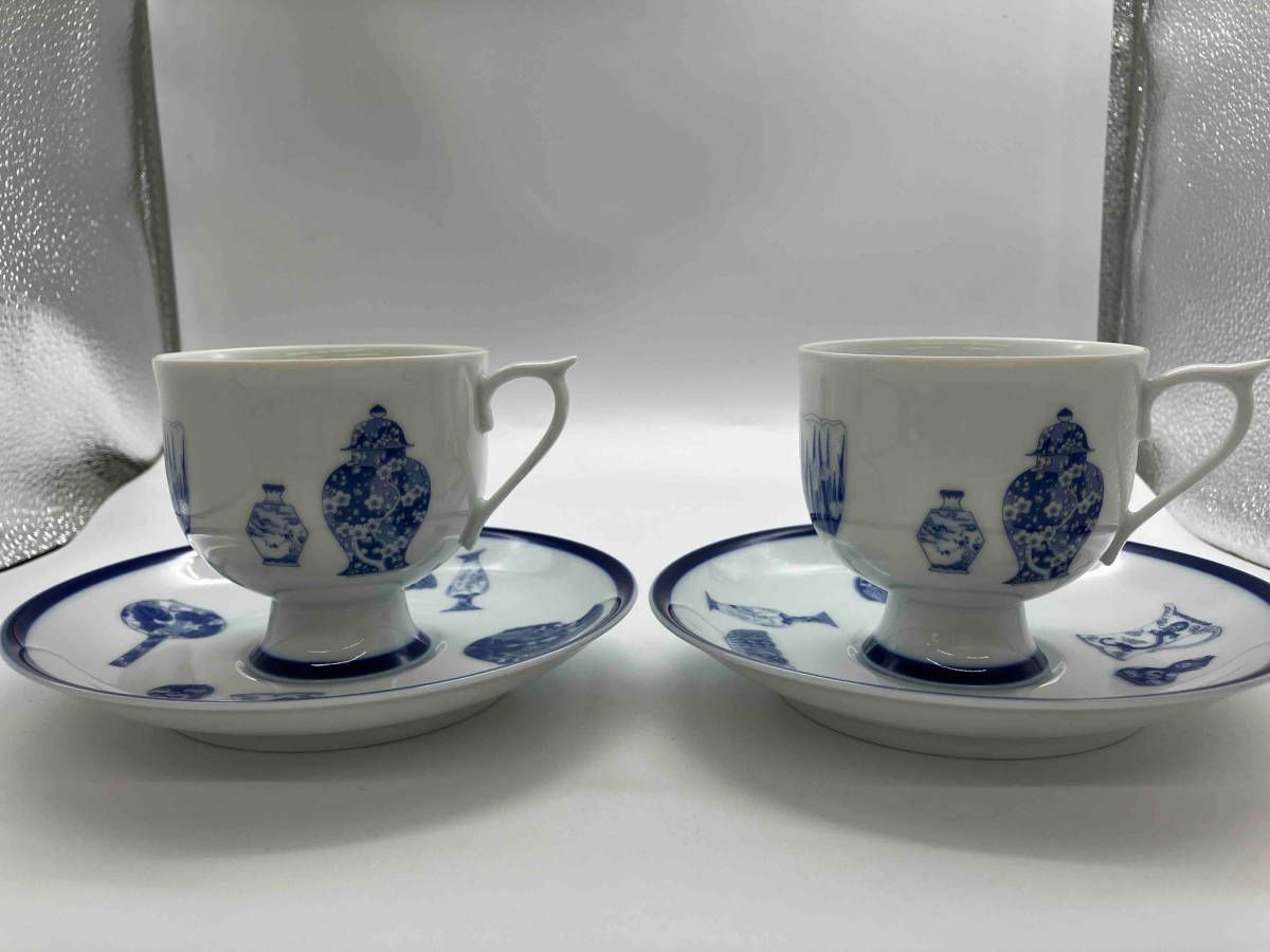 深川製磁 ブルーチャイナ ペアコーヒー碗皿 2客 カップ&ソーサー 