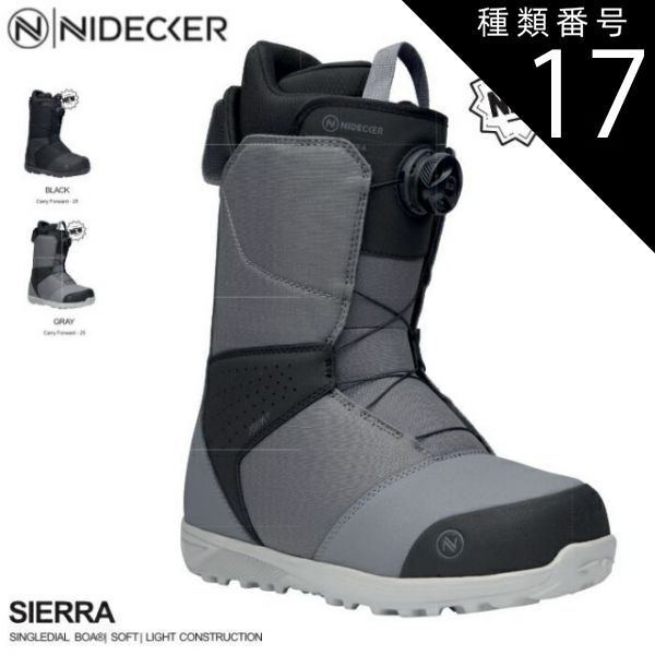種類17：Grey/27.0 スノーボード ブーツ シューズ 23-24 NIDECKER ナイデッカー シエラ SIERRA BOA メンズ 男性用 日本正規品