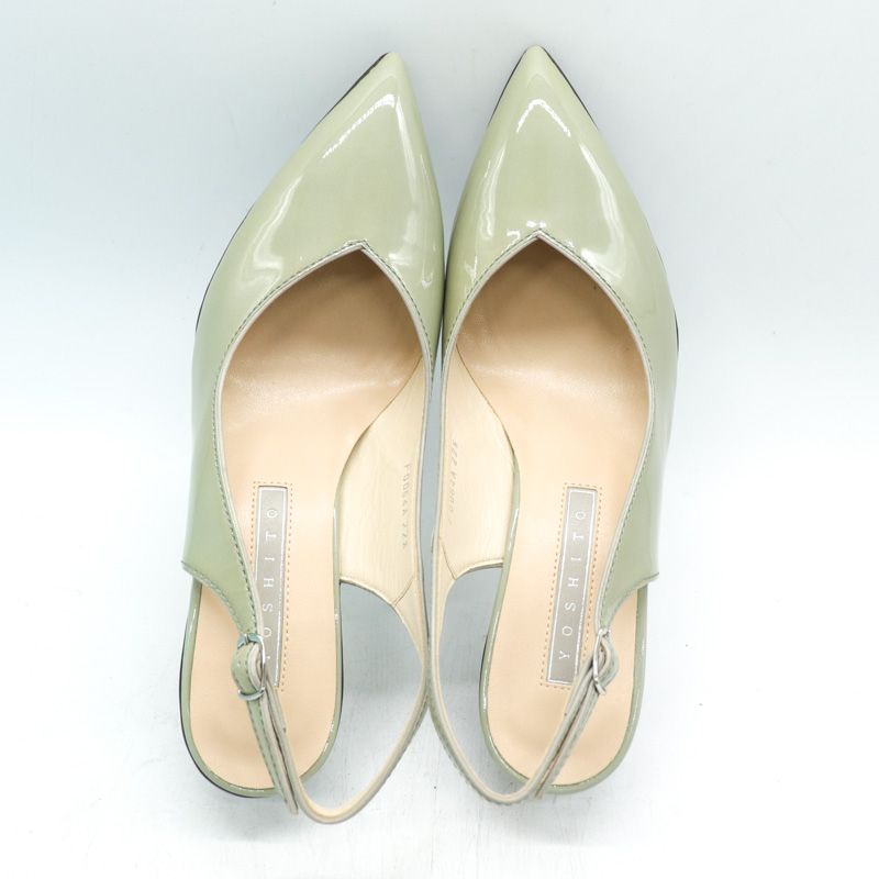 ヨシト パンプス 未使用 エナメル 本革レザー バックストラップ